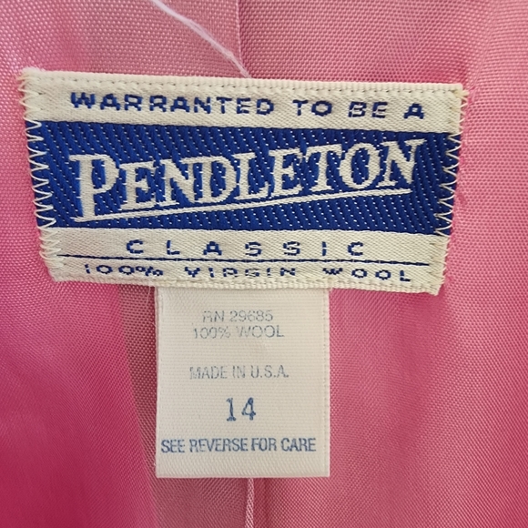 Pendleton Vintage 100% Wool Pink Jacket Blazer USA Sz 14 - Picture 5 of 5